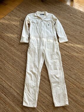 Polo Ralph Lauren Cream Paint Splatter Button-Front Coveralls